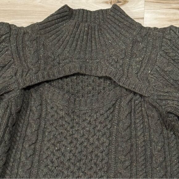 Sea New York Juliette Cable Knit Cut Out Green Merino Wool Sweater Women’s Small - Picture 5 of 6